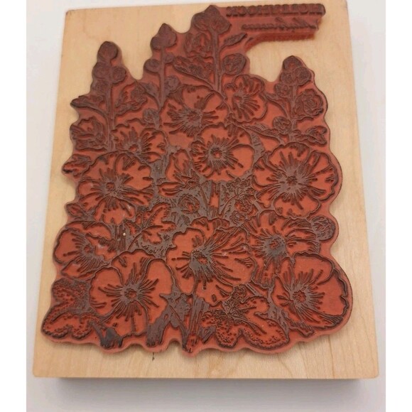 VTG 1997 PSX HOLLYHOCK BOTANICAL FLOWERS K-2201 5" CRAFTING RUBBER STAMP - Picture 2 of 4